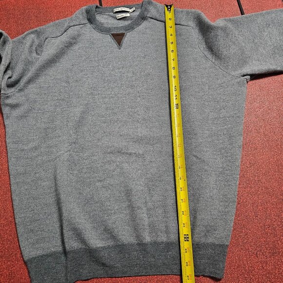 Peter Millar Blue Crewneck Sweater XL Elbow Patches Italian Merino Wool Preppy - Picture 8 of 8
